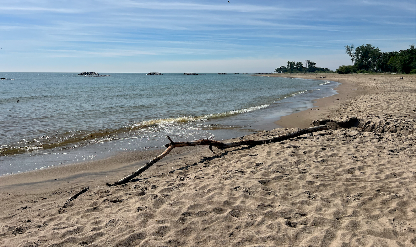 Sand dune trail through beach grass along the Lake Michigan shoreline